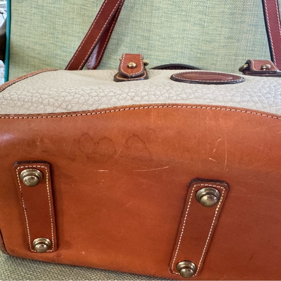 Dooney & Bourne Vintage Zipper Satchel in British Tan and Bone - Picture 13 of 14